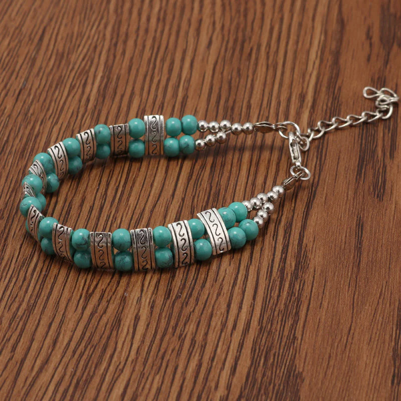Load image into Gallery viewer, ACCBC 5 - Double Rowed Turquoise Vintage Carved Bracelet
