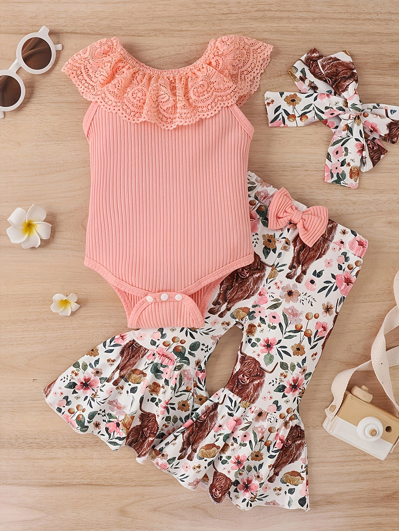 Load image into Gallery viewer, TMCHD70 - Children&#39;s Pink Highland Cow 3 Piece Set
