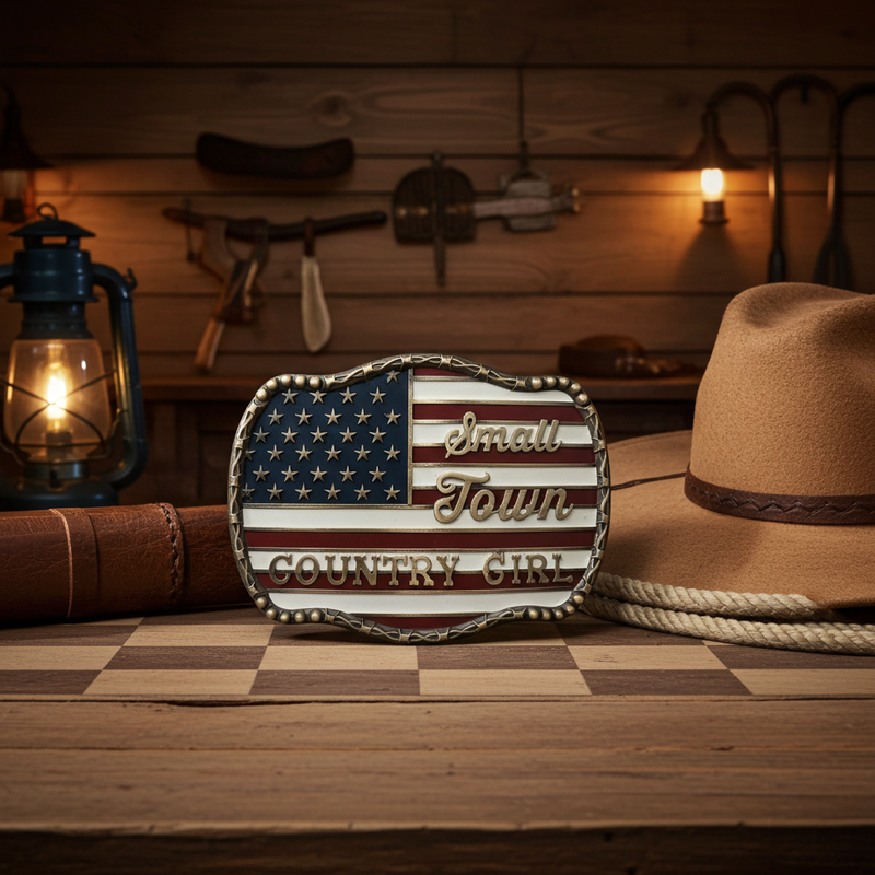 Load image into Gallery viewer, RLB006 - RockinLeather &quot;Small Town Country Girl&quot; Belt Buckle
