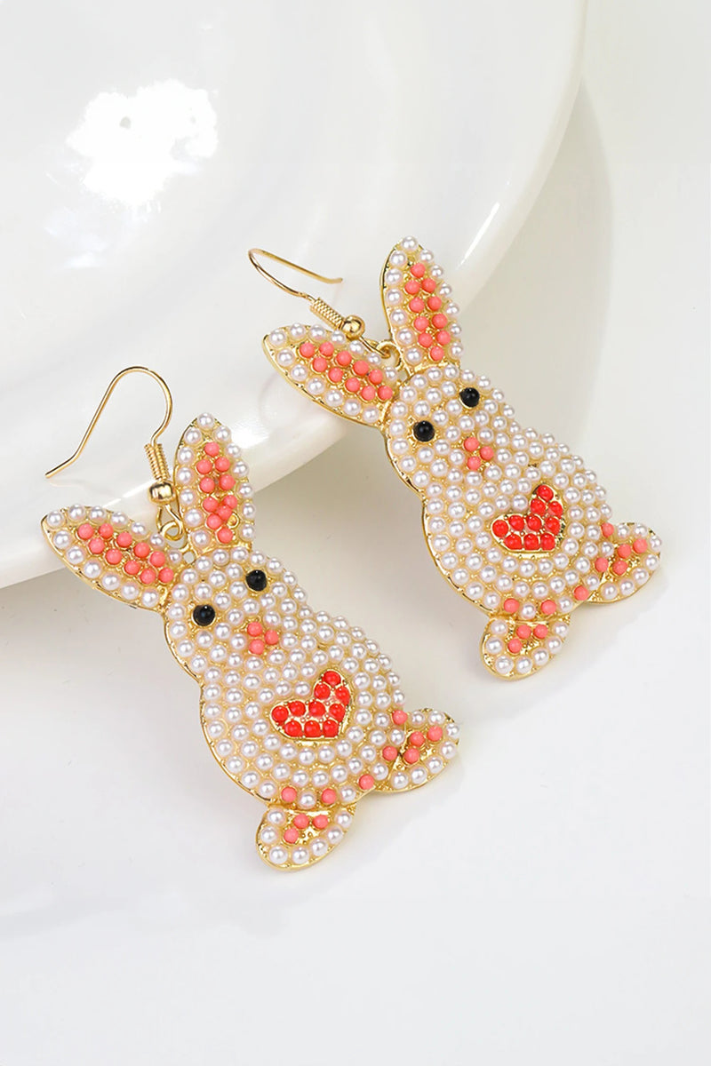 Load image into Gallery viewer, DLLER 29 - White Easter Bunny Luminous Beading Earrings

