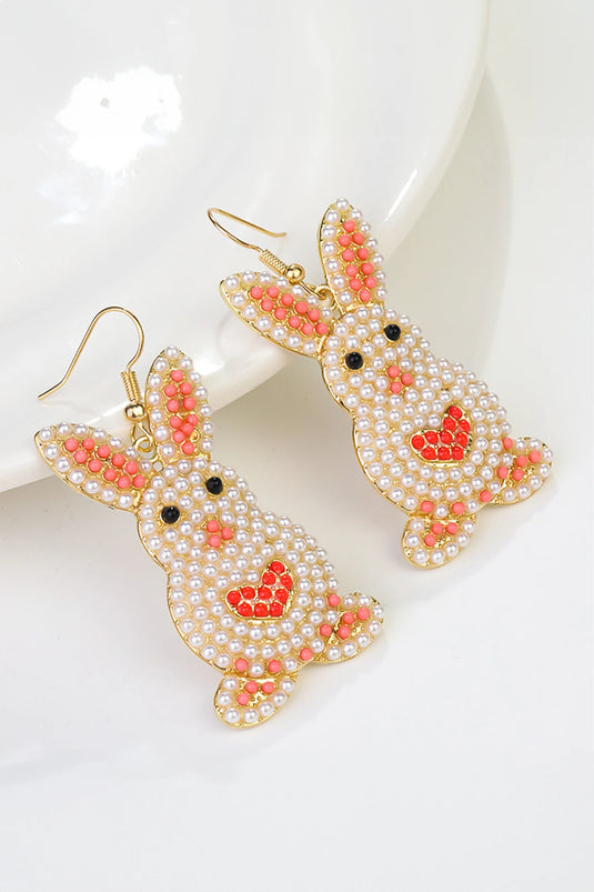 DLLER 29 - White Easter Bunny Luminous Beading Earrings