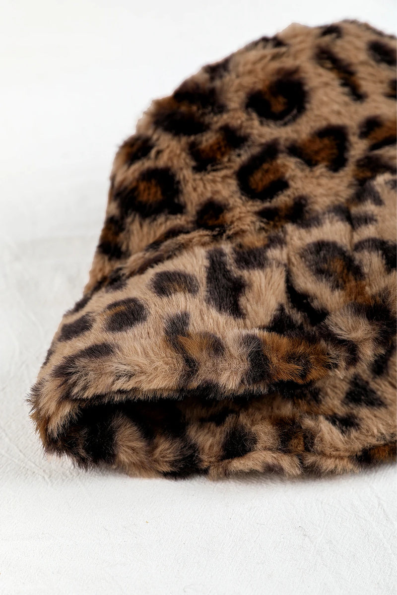 Load image into Gallery viewer, DLLHAT 1 - Thai Curry Leopard Plush Wide Brim Winter Fishman Hat

