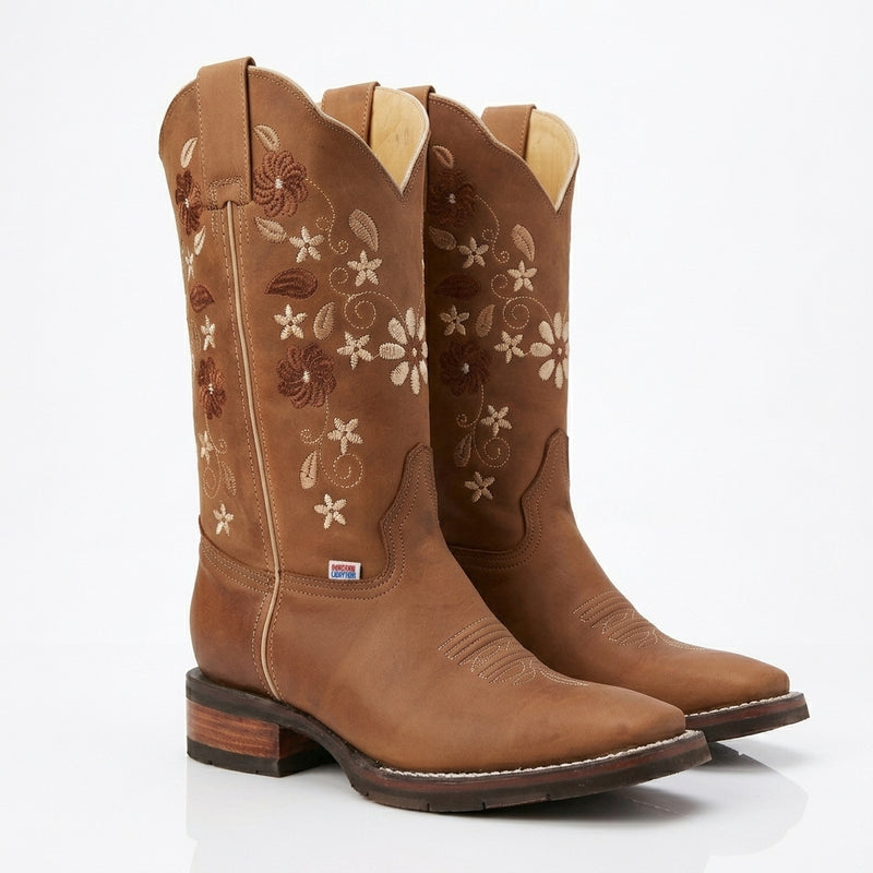 Load image into Gallery viewer, 2191 - RockinLeather Women's Crazy Horse Western Boot w/Floral Embroidery
