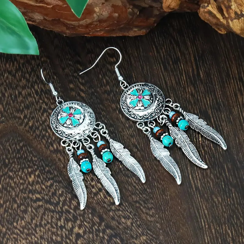 Load image into Gallery viewer, TMER71 - Feather Pendant Earrings
