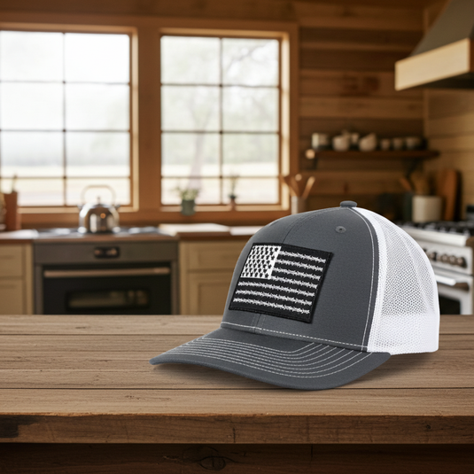 SA132 - Southern Addiction Charcoal/White Barbed Wire Flag Cap