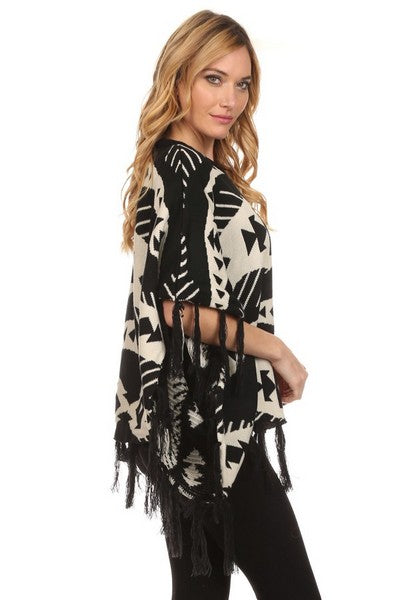 Load image into Gallery viewer, YELTSHT2 - Ladies Black Fashion Poncho
