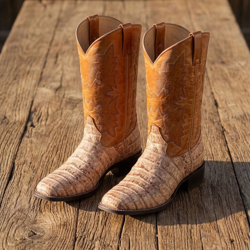 Load image into Gallery viewer, CP5011 - Cowboy Prayer Men's Natural Gator Print Western Boots

