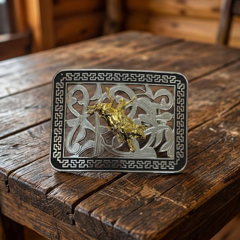 Load image into Gallery viewer, AWW16 - Bullrider Vine Square Buckle
