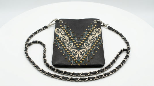 Rainbow Purse 14 - Black with Floral Design