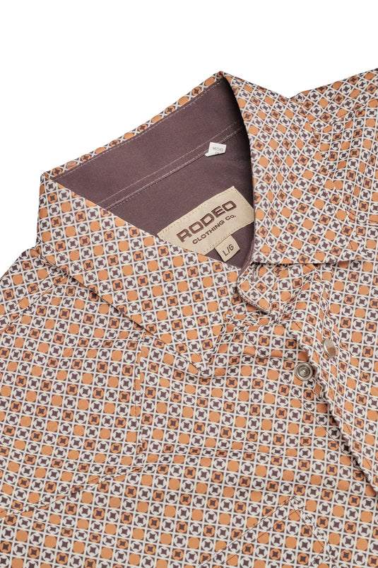 MPS110L-1160 - Rodeo Clothing Men's Western Pearl Snap Aztec Print Shirt