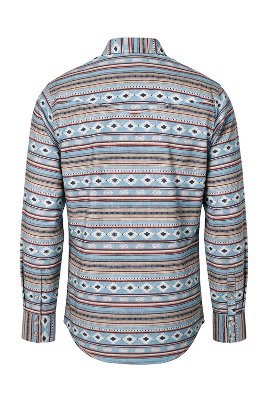 PS100L-1118 - Rodeo Clothing Men's Western Pearl Snap Print Shirt