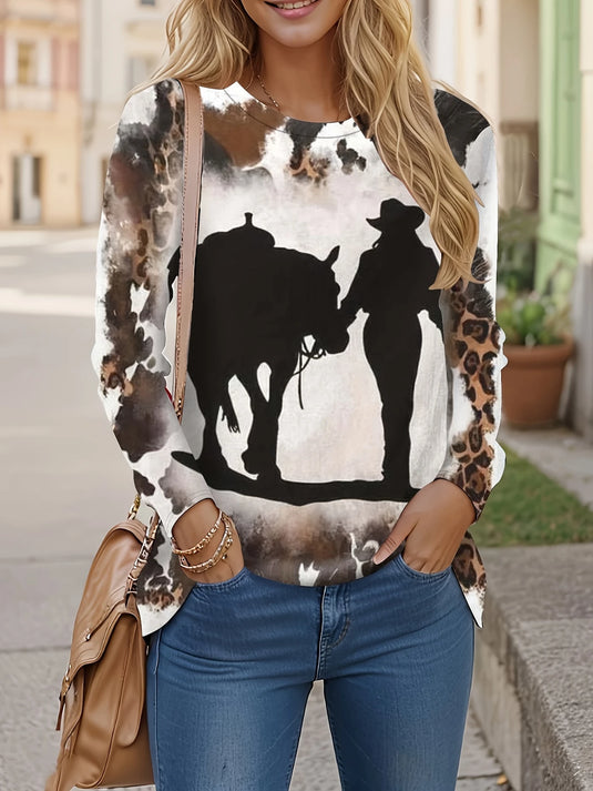 TMTSHT37 - Women's LS Cowgirl Silhouette T Shirt