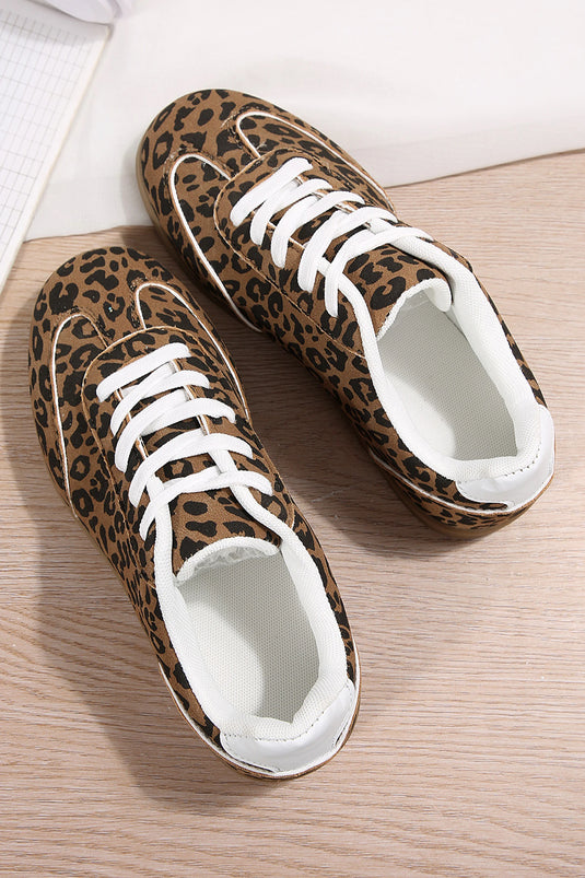 DLLSHOE 13 - Coffee Shiny Leopard Print Training Shoes