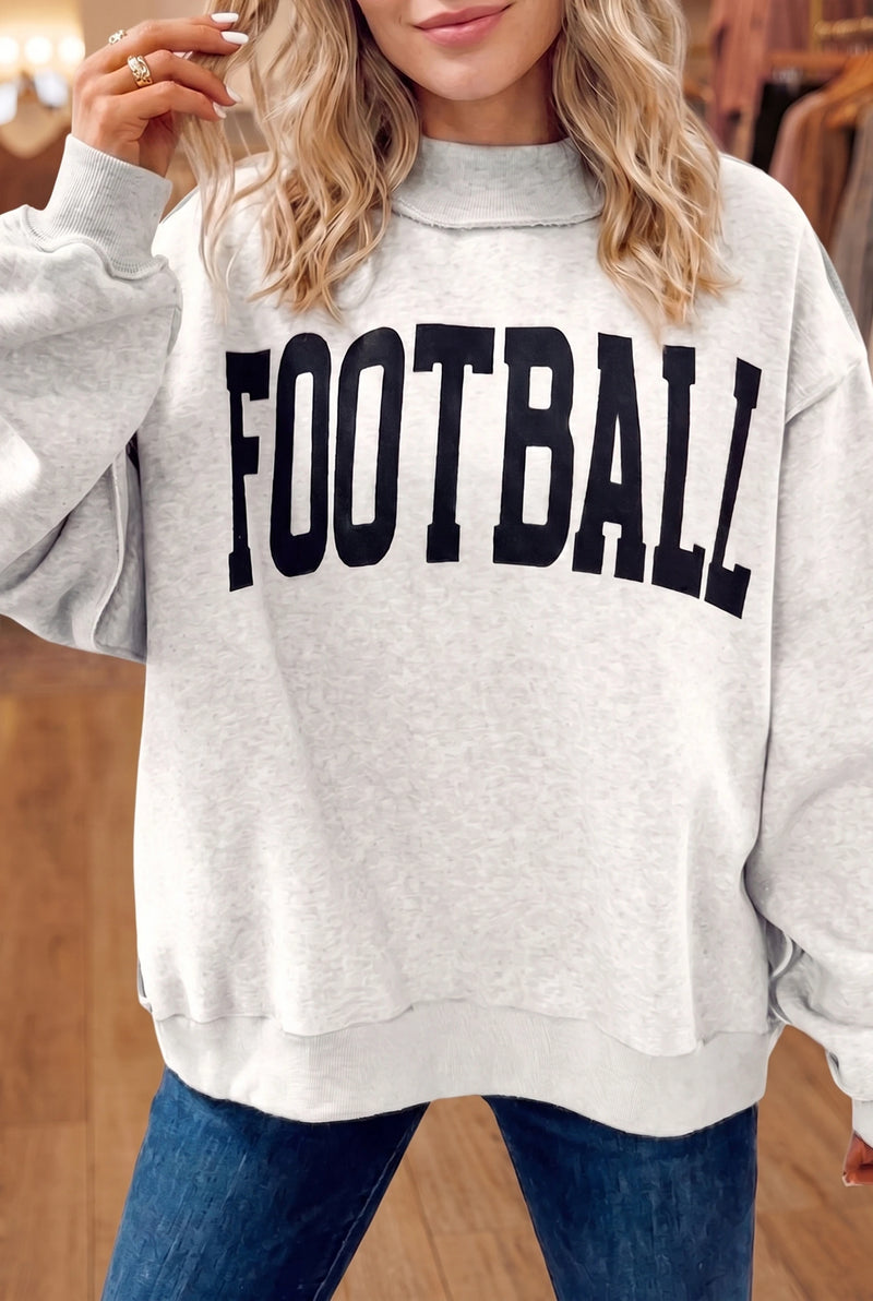 Load image into Gallery viewer, DLLS775 - Ladies Light Grey GAMEDAY/ FOOTBALL Double Printed Reversible Sweatshirt

