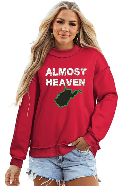 DLLS962 - Ladies Racing Red Oversize Drop Shoulder Reversible Mock Neck WV Sweatshirt