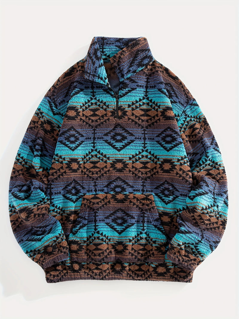 Load image into Gallery viewer, TMSWST16 - Aztec Print 1/4 Zip Sweatshirt
