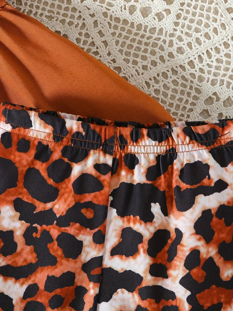 Load image into Gallery viewer, TMCHD47 - Baby &amp; Child Girl&#39;s Leopard Print 2 Piece Set
