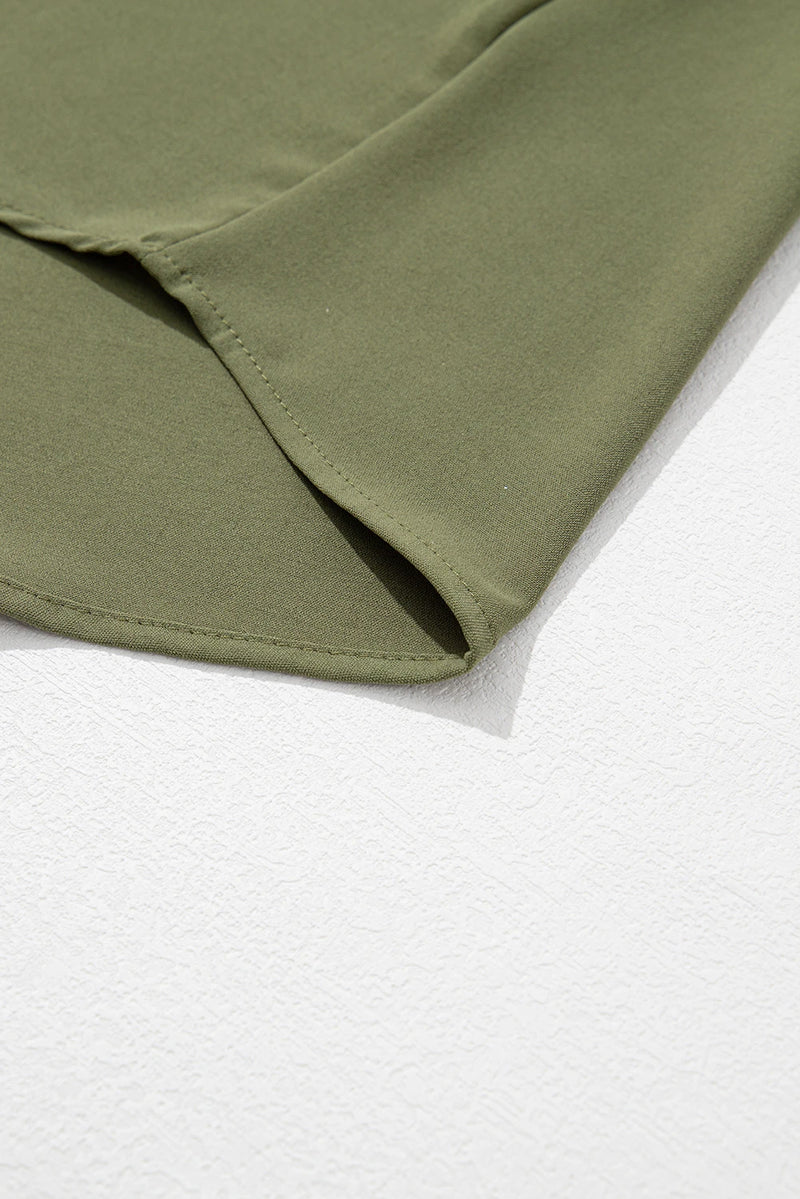 Load image into Gallery viewer, DLLS518 - Ladies Green Lace Trim V Neck Short Sleeve Blouse
