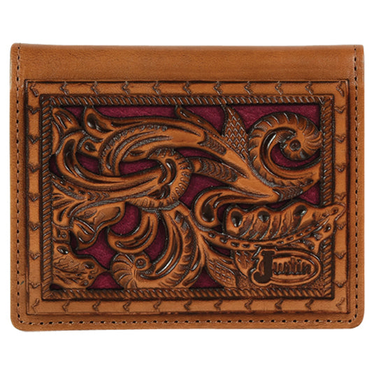 2172783W6 - Justin Men's Bifold Card Wallet Maroon Inlay