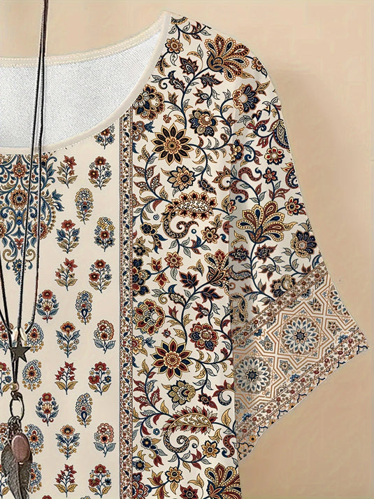 TMTSHT109 - Ladies Floral Print Round Neck Shirt