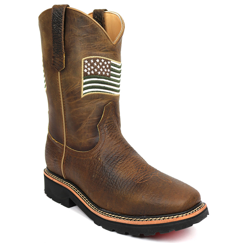 Load image into Gallery viewer, 5016 - RockinLeather Men&#39;s American Flag Soft Toe Work Boots
