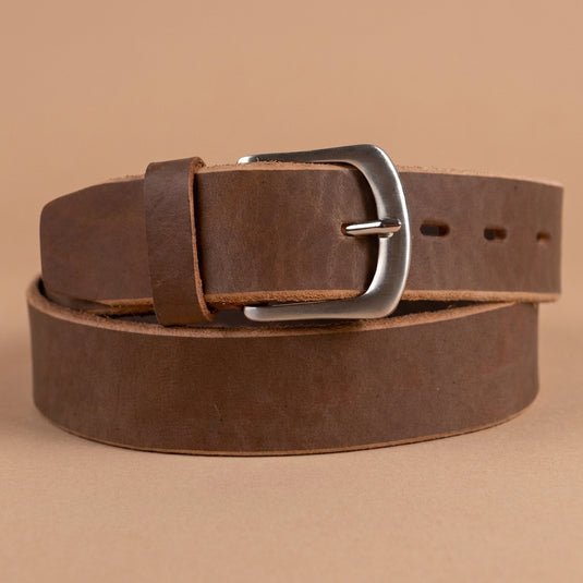 B1042 - RockinLeather Distressed Brown Cowhide Leather Casual Belt