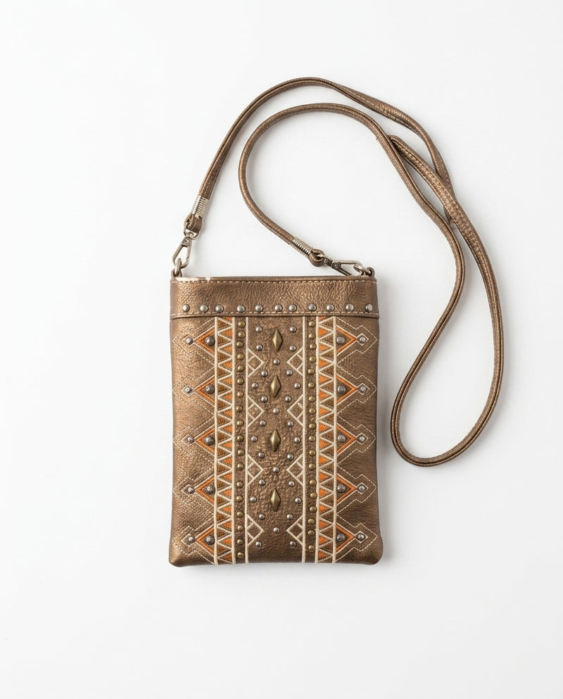 Load image into Gallery viewer, Rainbow Purse 8 - Brown with Orange Stitching
