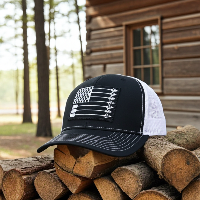 Load image into Gallery viewer, SA160 - Southern Addiction Arrows Flag Black/White Cap
