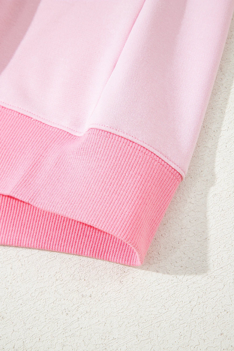 Load image into Gallery viewer, DLLS326 - Ladies Bonbon 2-Tone Color Block Patchwork Drop Shoulder Sweatshirt
