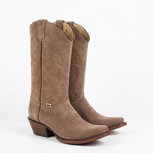 1227 - RockinLeather Men's Tan Suede Narrow Square Toe Western Boot