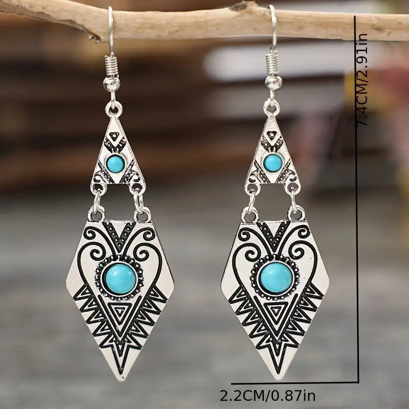 Load image into Gallery viewer, TMER3 - Turquoise Drop Shaped Earrings
