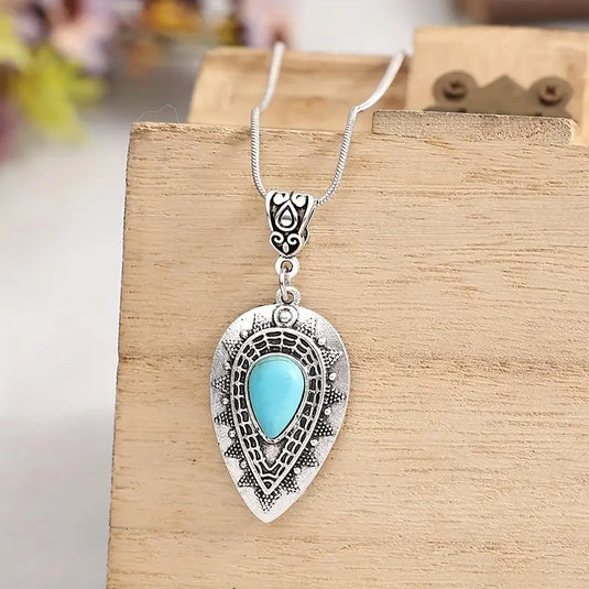 TMNK8 - Waterdrop Turquoise Pendant Necklace