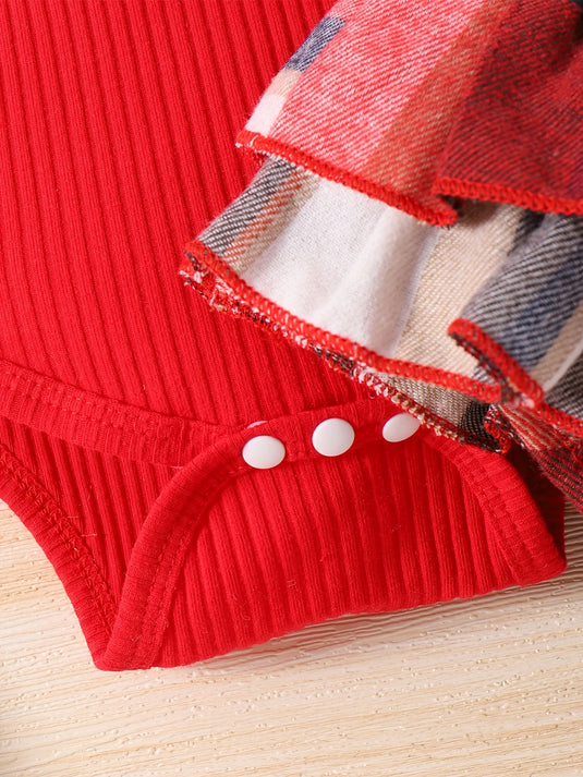 TMCHD71 - Children's Ruffled Skirt & Romper 3 Piece Set