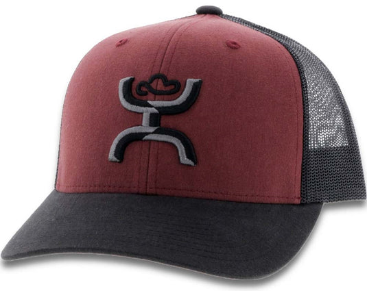 2005T - MABK - Hooey Sterling Hooey Maroon / Black 6-Panel Trucker with Grey and Black Logo - OSFA