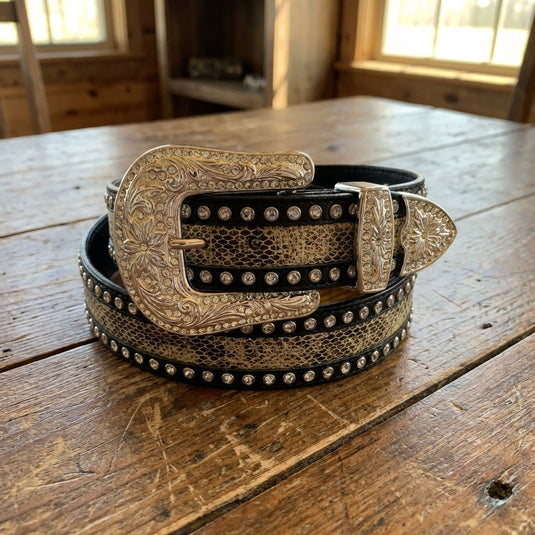 A500 - Women's Blk PF w/Cry & Snake Inlay