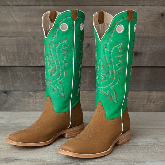 1107 - RockinLeather Men's Buckaroo Green Shaft Western Boot