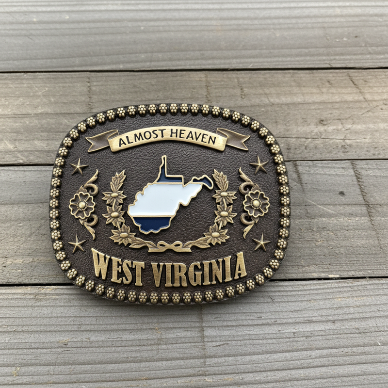 Load image into Gallery viewer, RLB007 - RockinLeather &quot;Almost Heaven West Virginia&quot; Belt Buckle
