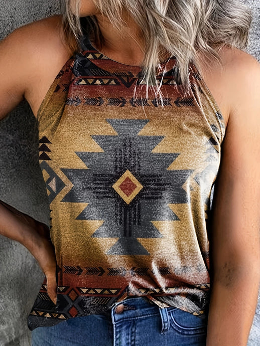 TMTSHT84 - Ladies Aztec Round Neck Sleeveless Shirt