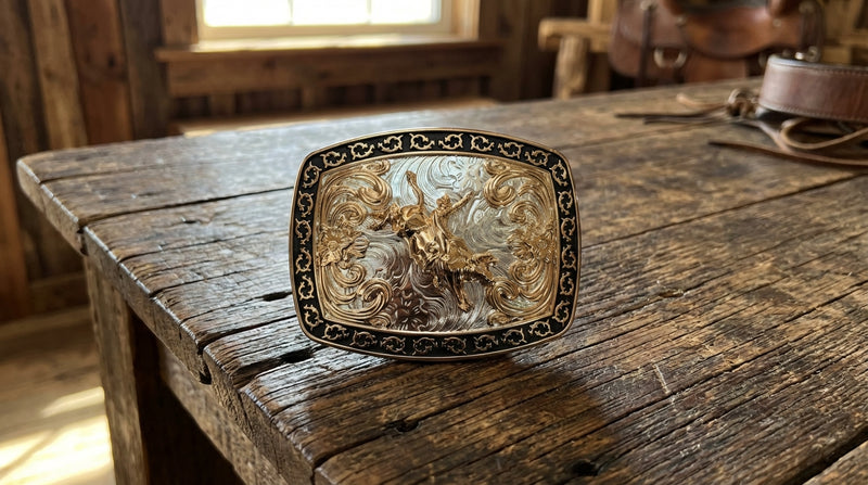 Load image into Gallery viewer, AWW22 - Bullrider Buckle With Tooled Design
