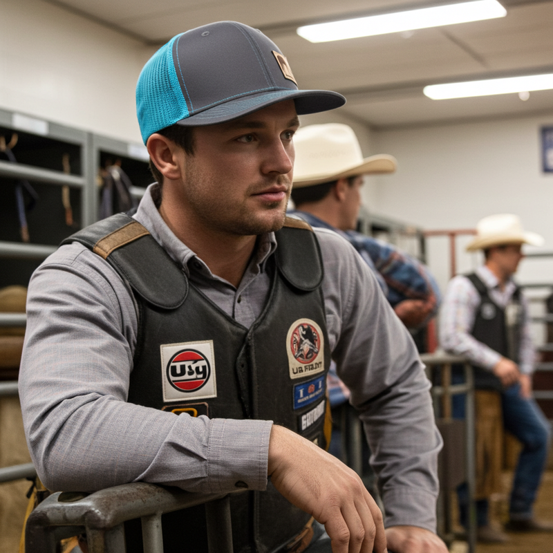 Load image into Gallery viewer, CP104 - Cowboy Prayer Leather Patch Charcoal/Neon Blue Cap
