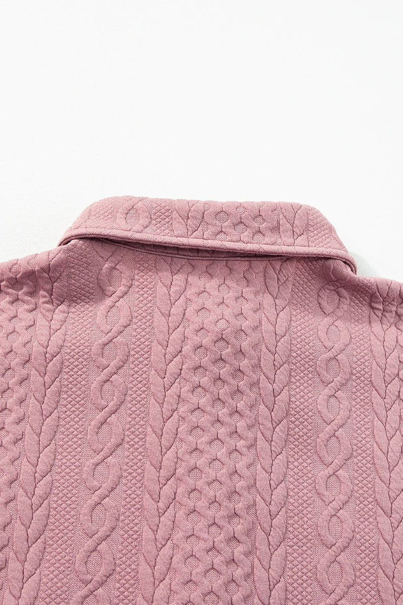 Load image into Gallery viewer, DLLS263 - Ladies Sepia Rose Cable Texture Puff Sleeve Loose Shacket
