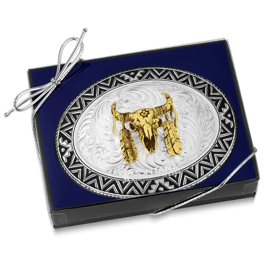 56910-447 - Montana Silversmiths Dancing Compass Buckle with Buffalo Skull