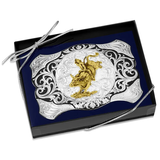 57510-205H - Montana Silversmiths Painted Canyon Buckle with Bull Rider