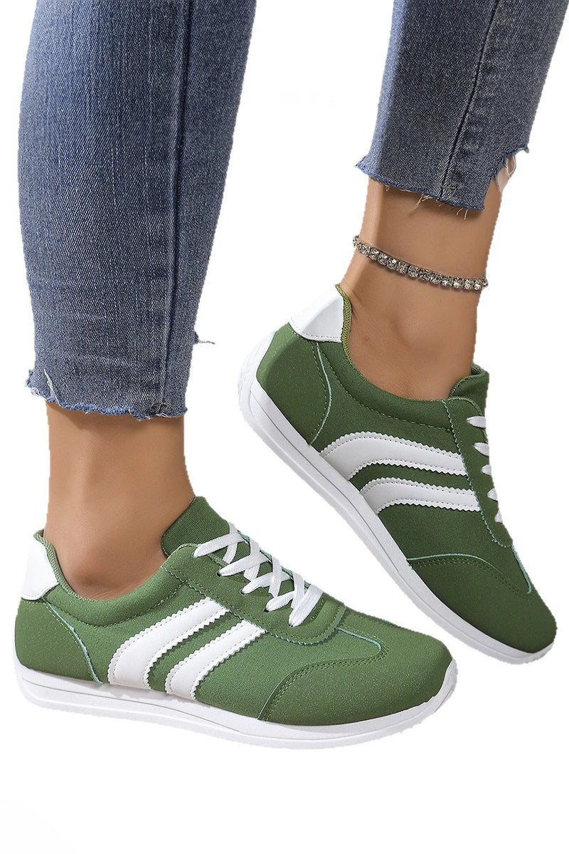 Load image into Gallery viewer, DLLSHOE 189 - Blackish Green Color Block Patchwork Breathable Lace-up Sneakers
