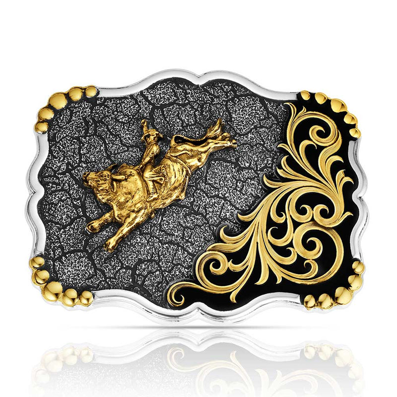 Load image into Gallery viewer, 58510-528 - Montana Silversmiths Shadow Mesa Cracked Earth Buckle with Bull Rider
