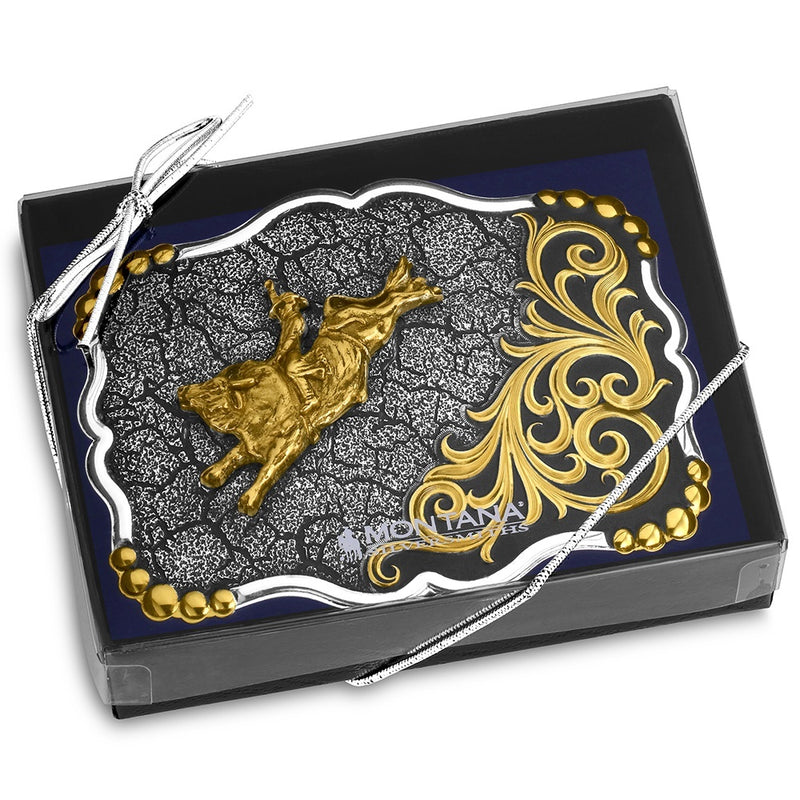 Load image into Gallery viewer, 58510-528 - Montana Silversmiths Shadow Mesa Cracked Earth Buckle with Bull Rider
