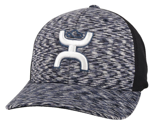 2131 NVBK - Hooey Ash/Navy / Black 6-Panel Flexfit with Black / White Hooey Logo