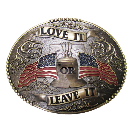 594 - Love It or Leave It with American Flags Buckle