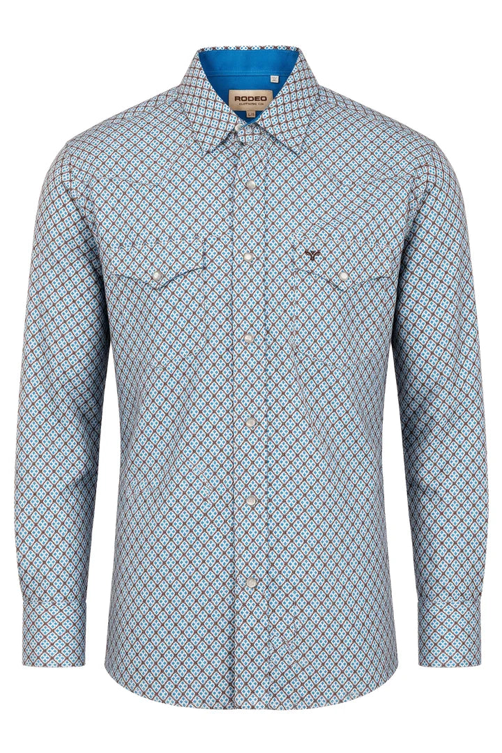 Load image into Gallery viewer, MPS110L-1162 - Rodeo Clothing Men's Western Pearl Snap Aztec Print Shirt
