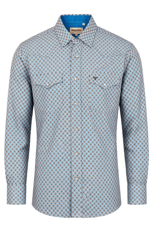 MPS110L-1162 - Rodeo Clothing Men's Western Pearl Snap Aztec Print Shirt
